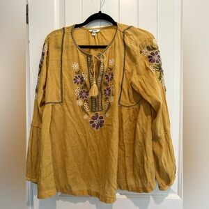 Sonoma Mustard Floral Embroidered Blouse